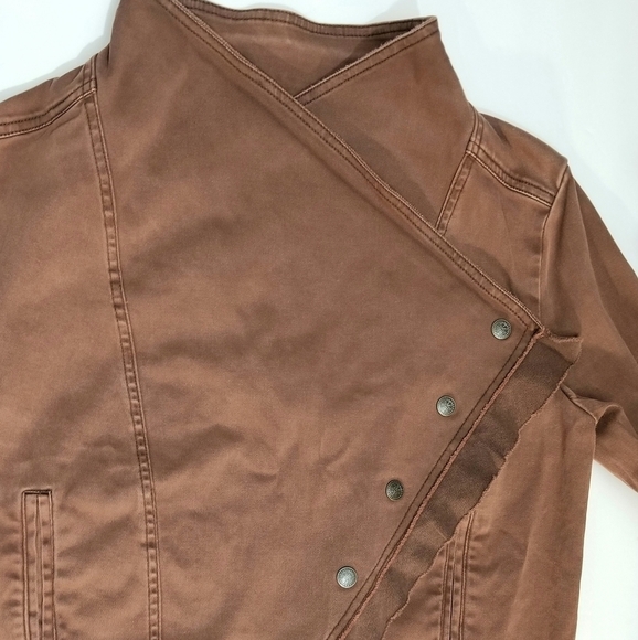 American Rag Brown Asymmetrical Convertible Front Drape Raw Edge Jacket, Medium - Picture 4 of 14